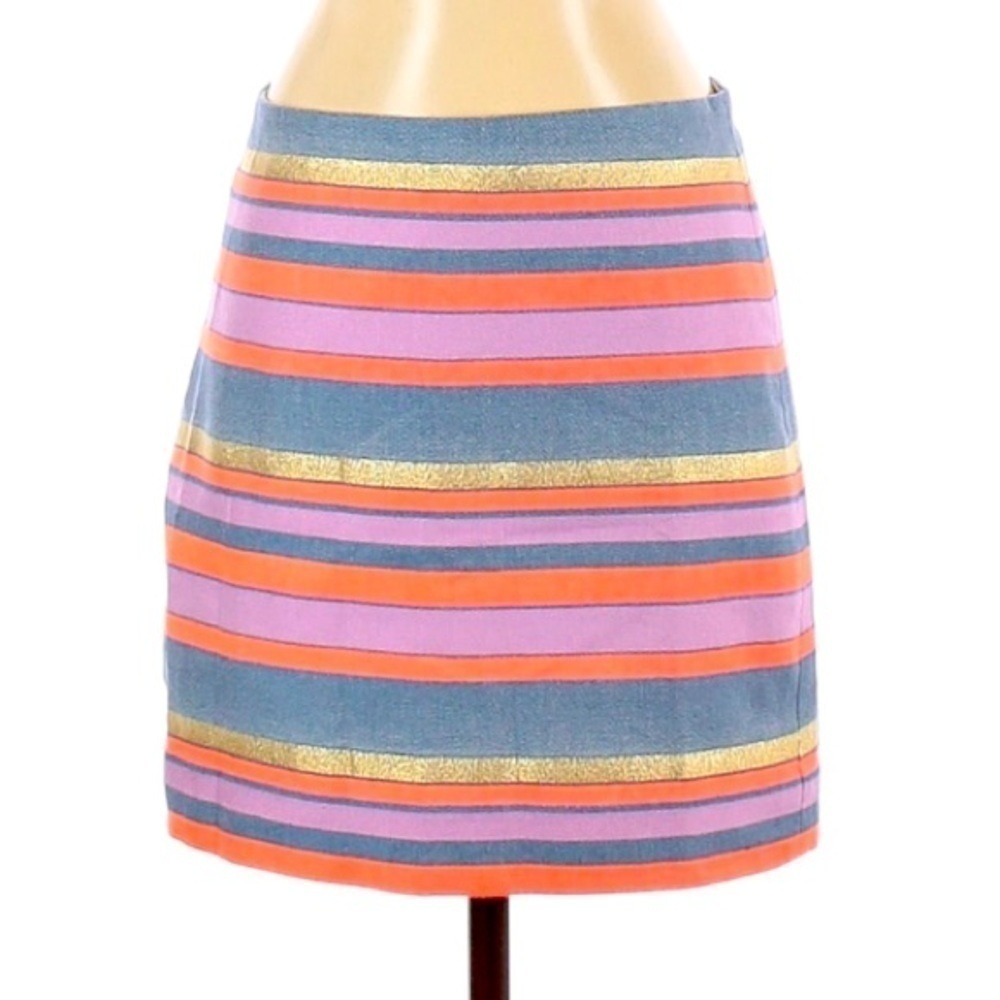 J crew striped mini pencil skirt glitter summer classic mini skirt size 2